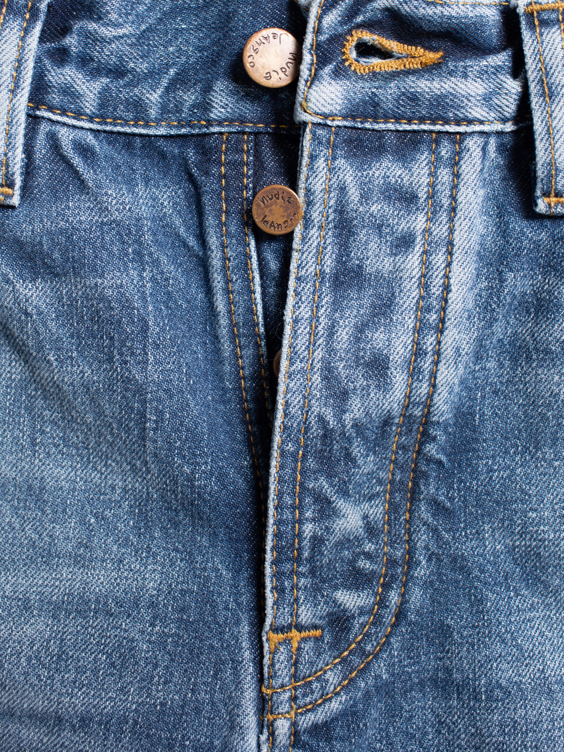Nudie Jeans Steady Eddie II Blue Tornado Mid Waist Regular Tapered Fit Men's Organic Jeans W27/L28 Sustainable Denim