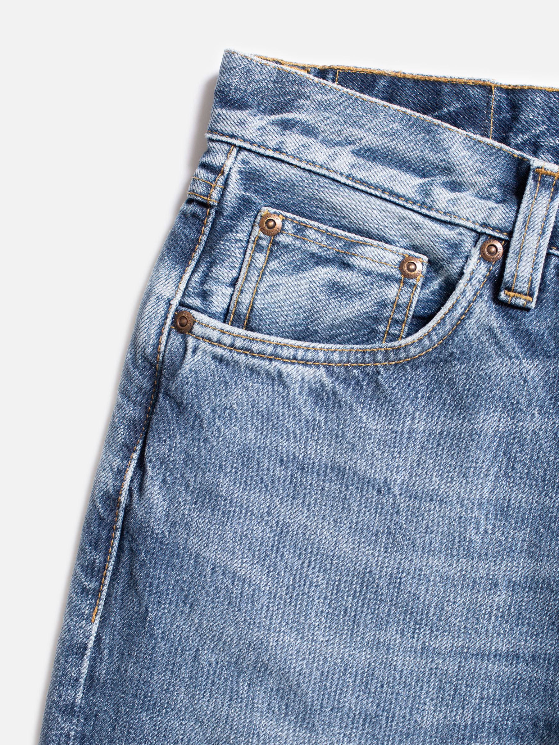 Nudie Jeans Steady Eddie II Blue Tornado Mid Waist Regular Tapered Fit Men's Organic Jeans W27/L28 Sustainable Denim