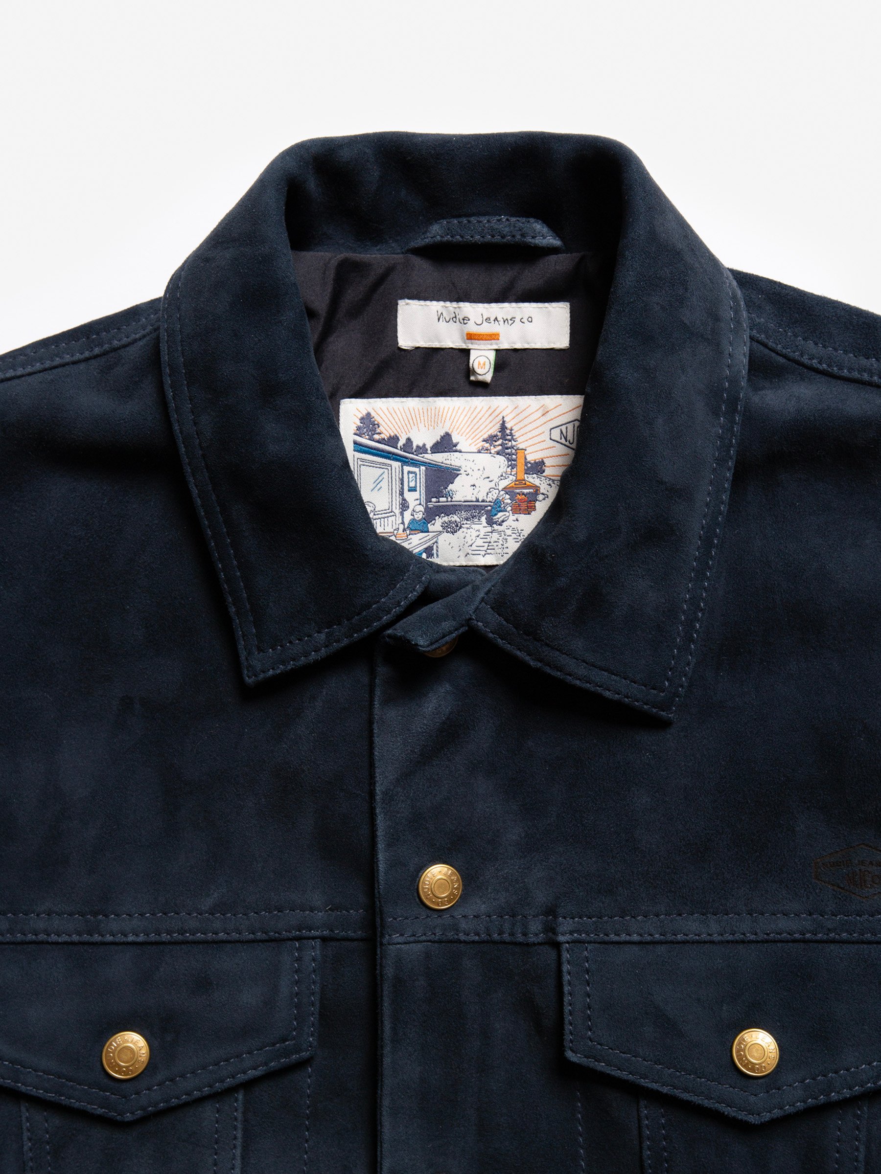 Nudie Jeans Robby Nubuck Jacket Navy Men's Organic Jackets X Small Sustainable Clothing