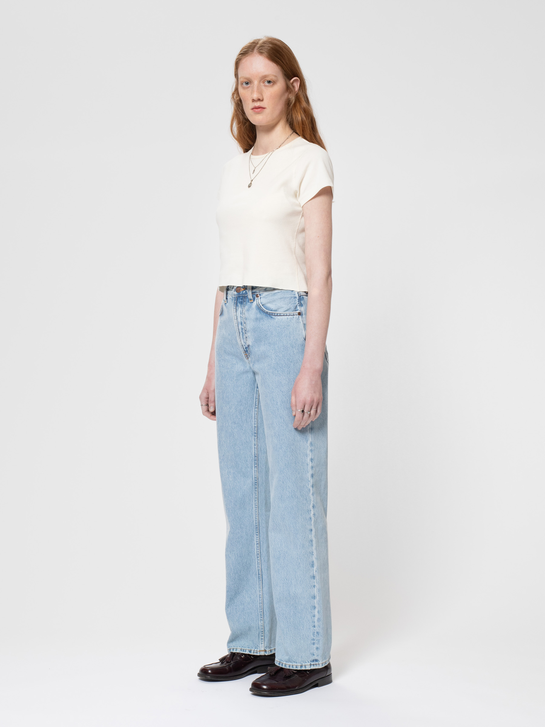 Nudie Jeans Clean Eileen Summer Clouds High Waist Loose Wide Fit Women's Organic Jeans W25/L36 Sustainable Denim