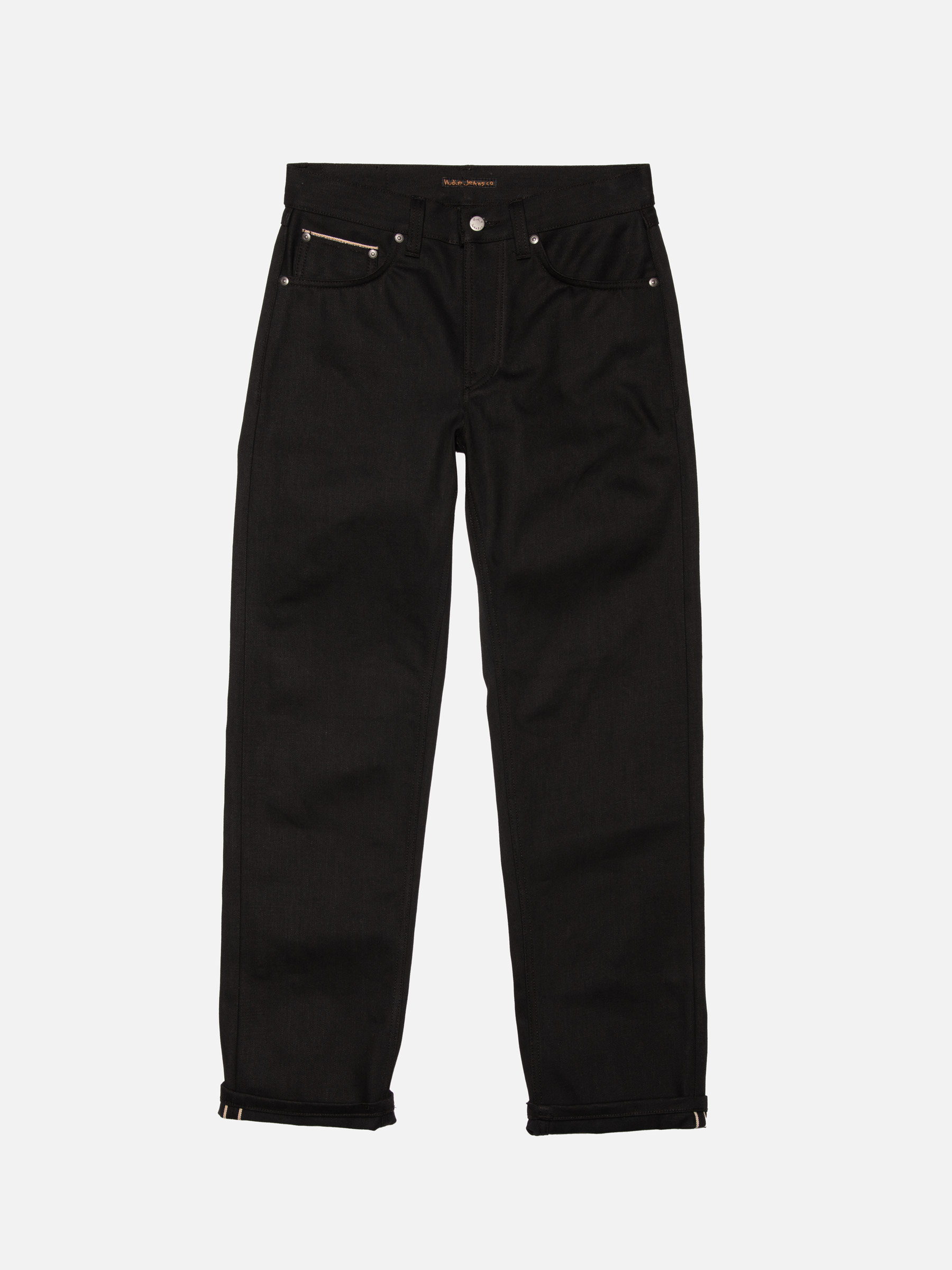 Nudie Jeans Rad Rufus Dry Black Selvage High Waist Regular Straight Fit Organic Selvedge Jeans W32/L30 Sustainable Denim