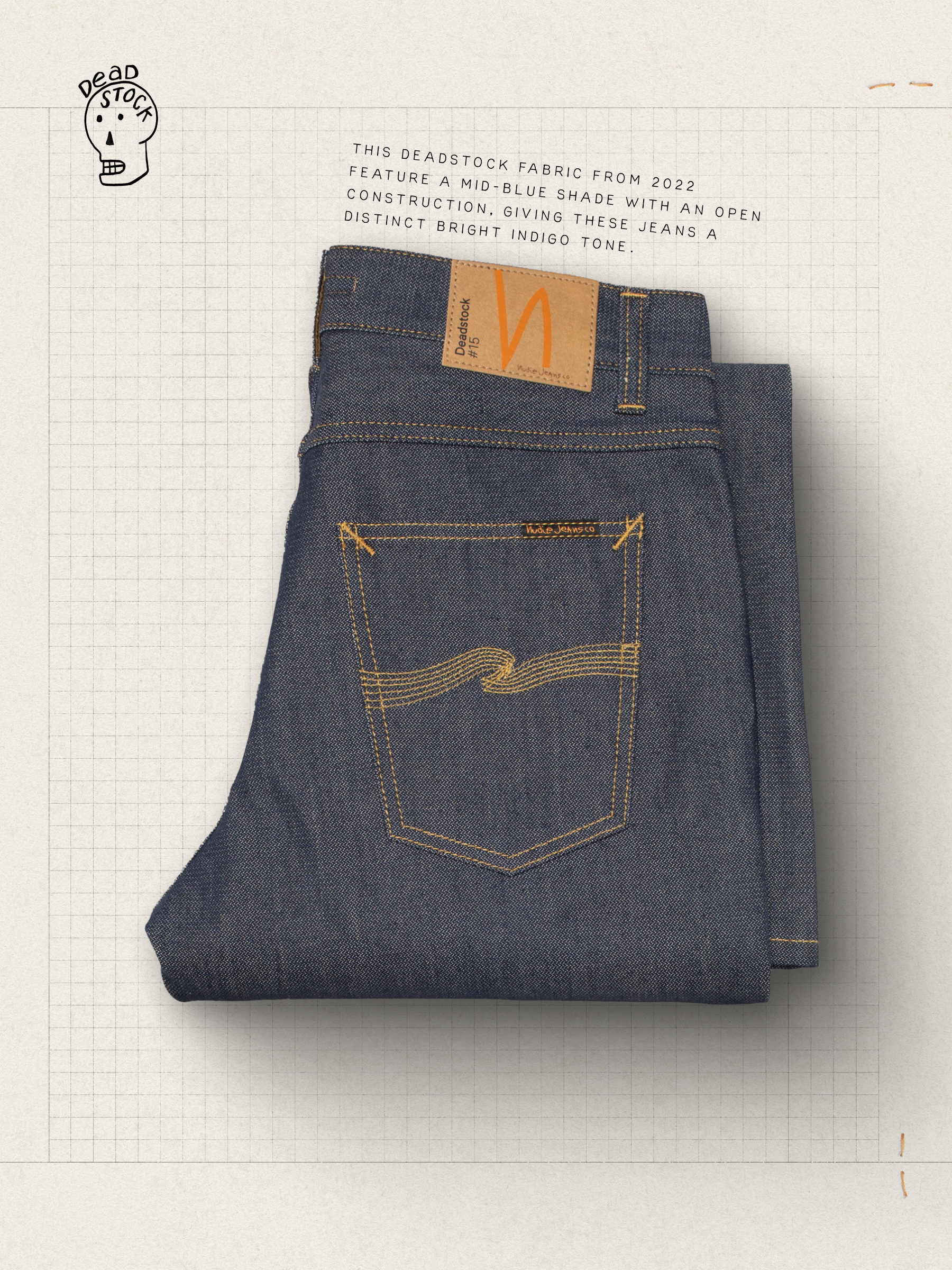 Nudie Jeans Flare Glenn Dry Deadstock 15 Men's Organic Jeans W34/L30 Sustainable Clothing