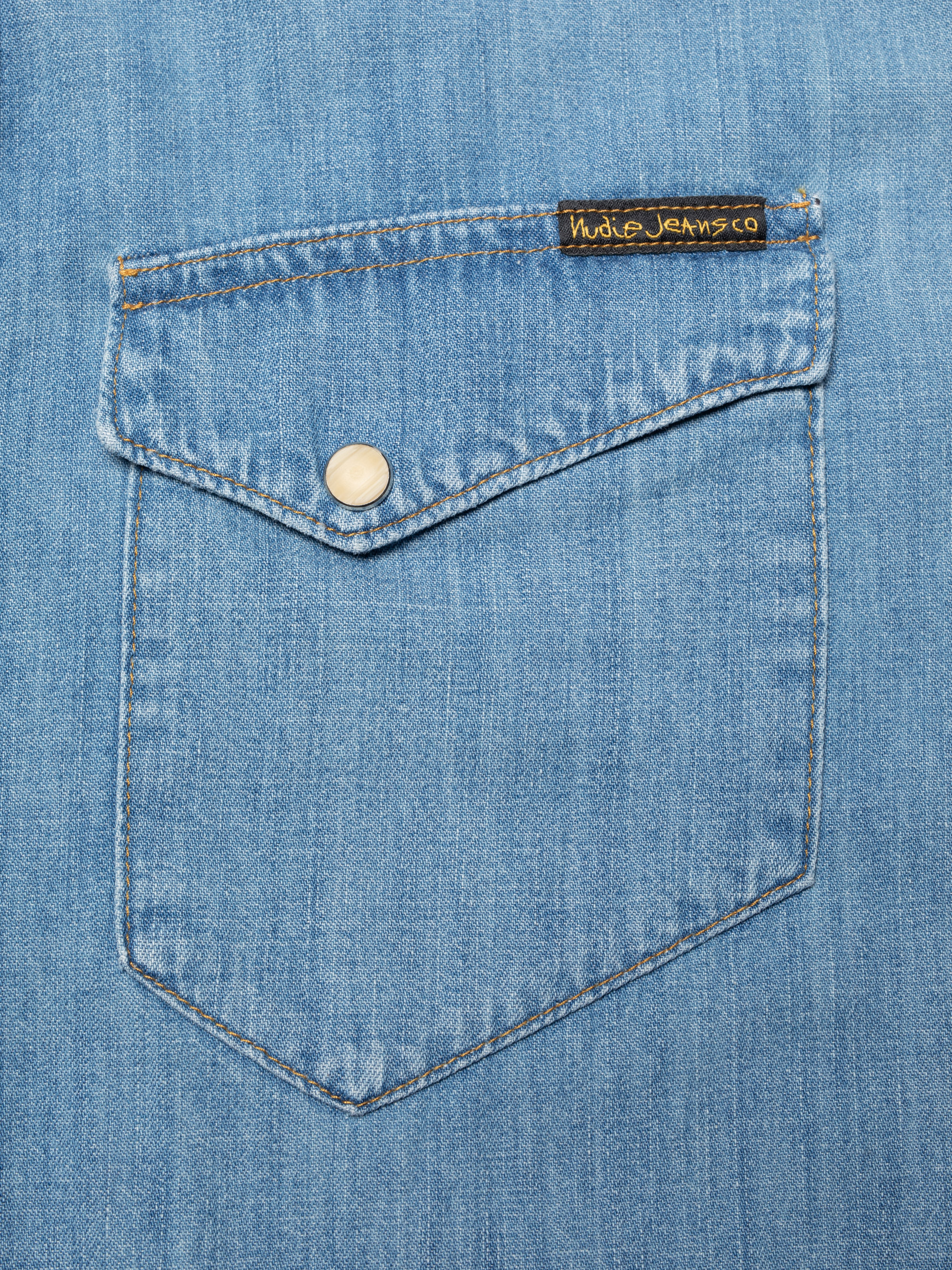 Nudie Jeans Gunnar Light Used Denim Shirt Light Blue Men's Organic Shirts X Small Sustainable Clothing